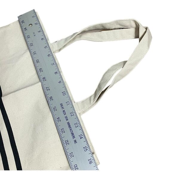 J Crew Tote Adult Canvas Striped Square Everyday Cotton H4998 Navy Blue - Picture 5 of 8